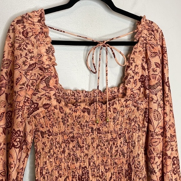 Free People | Smock It To Me Puff Sleeve Smocked Body Mini Dress Size Small NWT - Picture 10 of 12